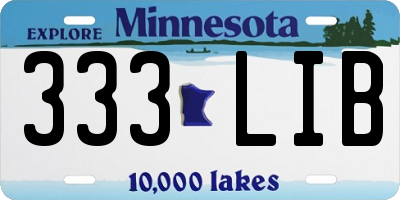 MN license plate 333LIB