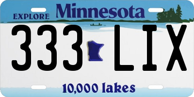 MN license plate 333LIX