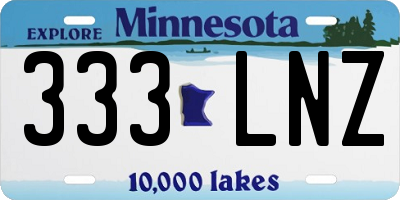MN license plate 333LNZ