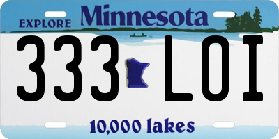 MN license plate 333LOI