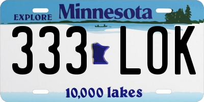 MN license plate 333LOK