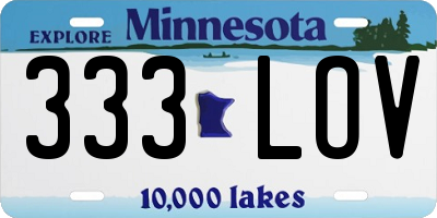 MN license plate 333LOV