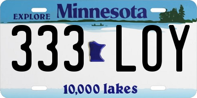 MN license plate 333LOY