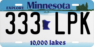 MN license plate 333LPK