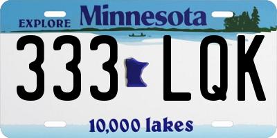 MN license plate 333LQK