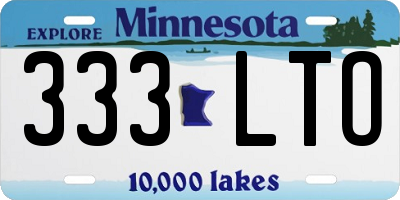 MN license plate 333LTO