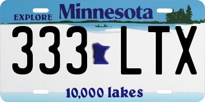 MN license plate 333LTX