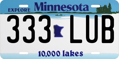 MN license plate 333LUB