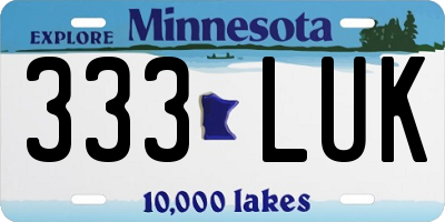 MN license plate 333LUK