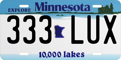 MN license plate 333LUX