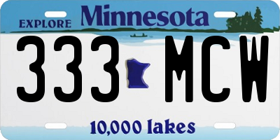 MN license plate 333MCW