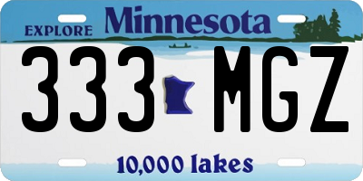 MN license plate 333MGZ