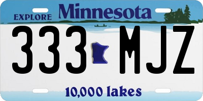MN license plate 333MJZ
