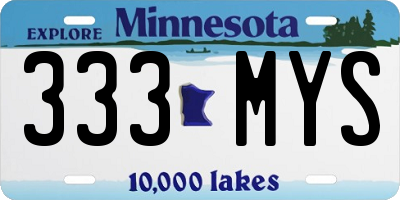 MN license plate 333MYS