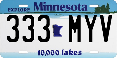 MN license plate 333MYV