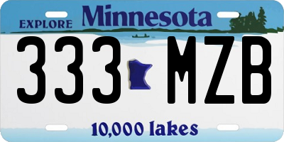 MN license plate 333MZB