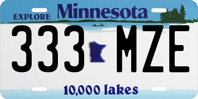 MN license plate 333MZE
