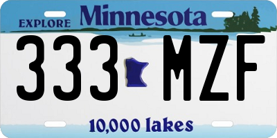 MN license plate 333MZF