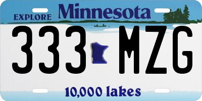 MN license plate 333MZG