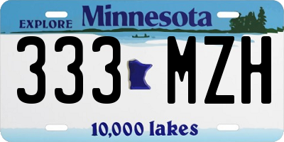 MN license plate 333MZH