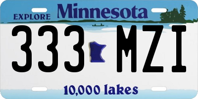 MN license plate 333MZI