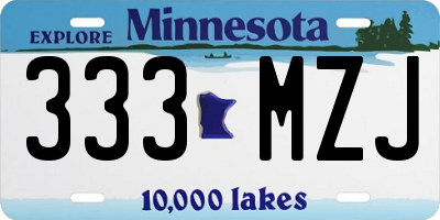 MN license plate 333MZJ