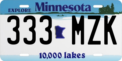 MN license plate 333MZK