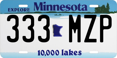 MN license plate 333MZP