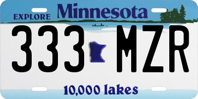 MN license plate 333MZR