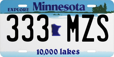 MN license plate 333MZS