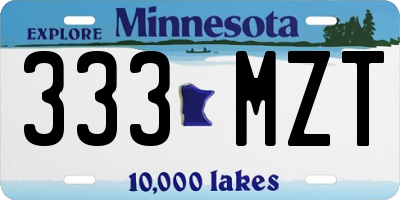 MN license plate 333MZT