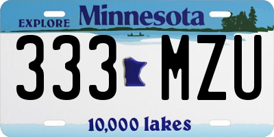MN license plate 333MZU