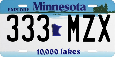 MN license plate 333MZX