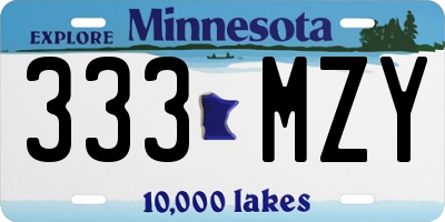 MN license plate 333MZY