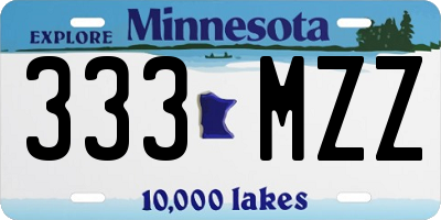 MN license plate 333MZZ