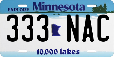 MN license plate 333NAC