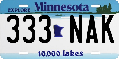 MN license plate 333NAK