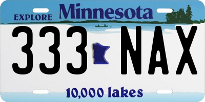 MN license plate 333NAX