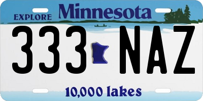 MN license plate 333NAZ