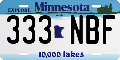 MN license plate 333NBF