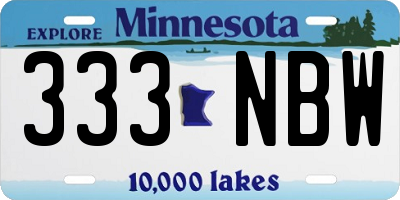 MN license plate 333NBW