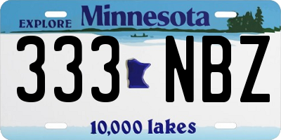 MN license plate 333NBZ