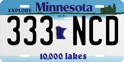 MN license plate 333NCD