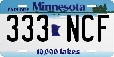 MN license plate 333NCF