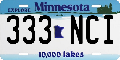 MN license plate 333NCI
