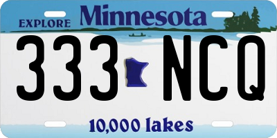 MN license plate 333NCQ
