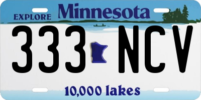 MN license plate 333NCV