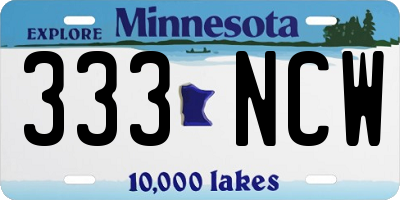 MN license plate 333NCW