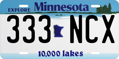 MN license plate 333NCX
