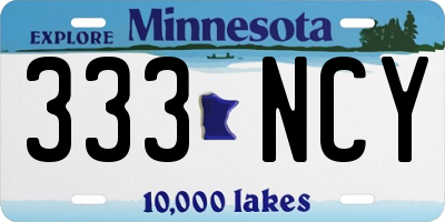 MN license plate 333NCY